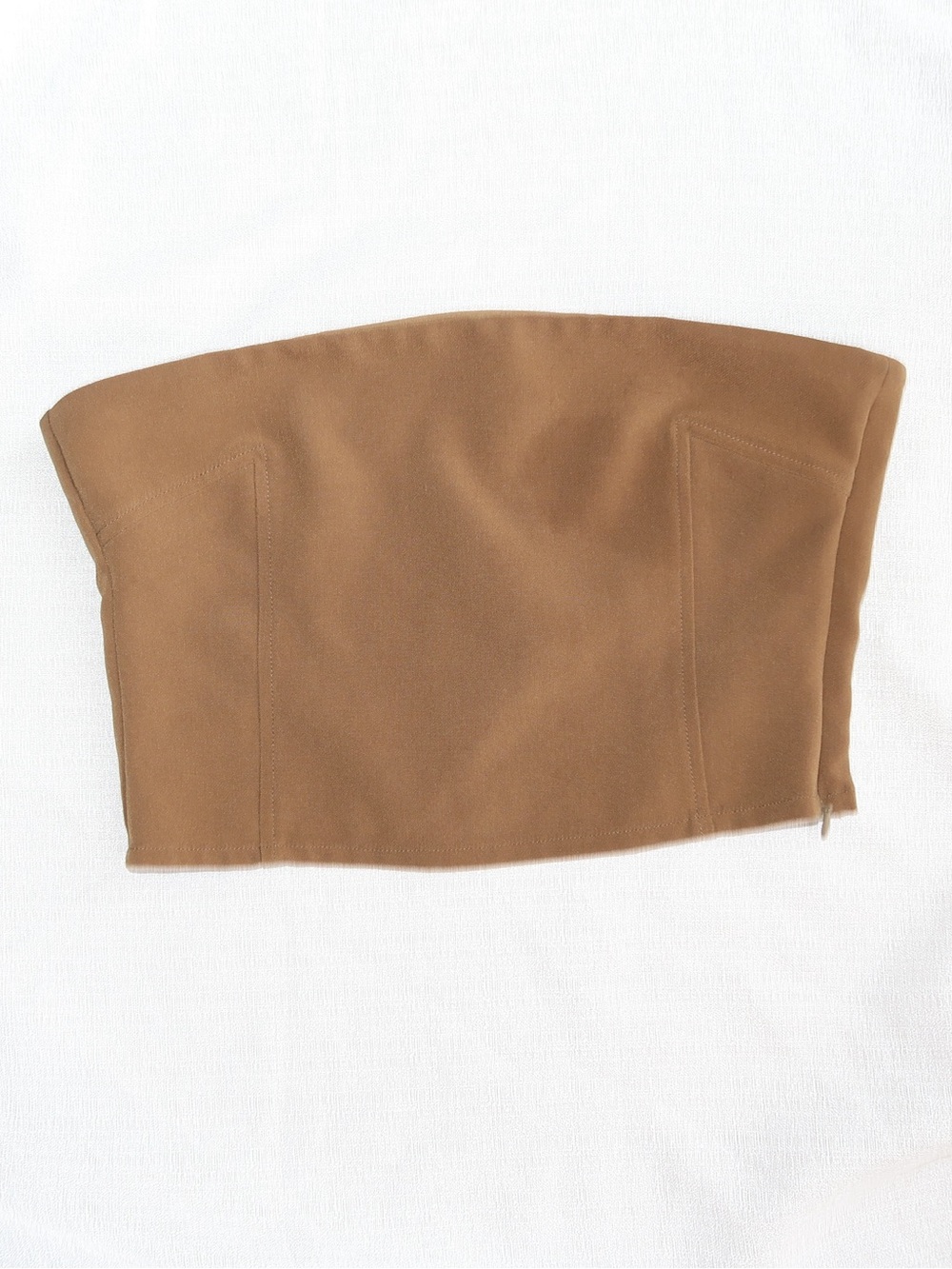 Paris Georgia Brown Strapless Crop Top - Smooth Tailored Look